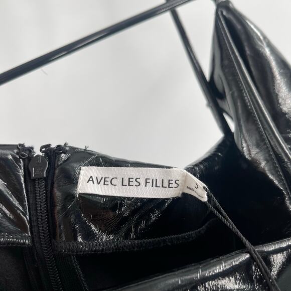 Avec Les Filles Dress SZ Small Faux Ever Leather One-Shoulder Bodycon Black NWT - Picture 7 of 16